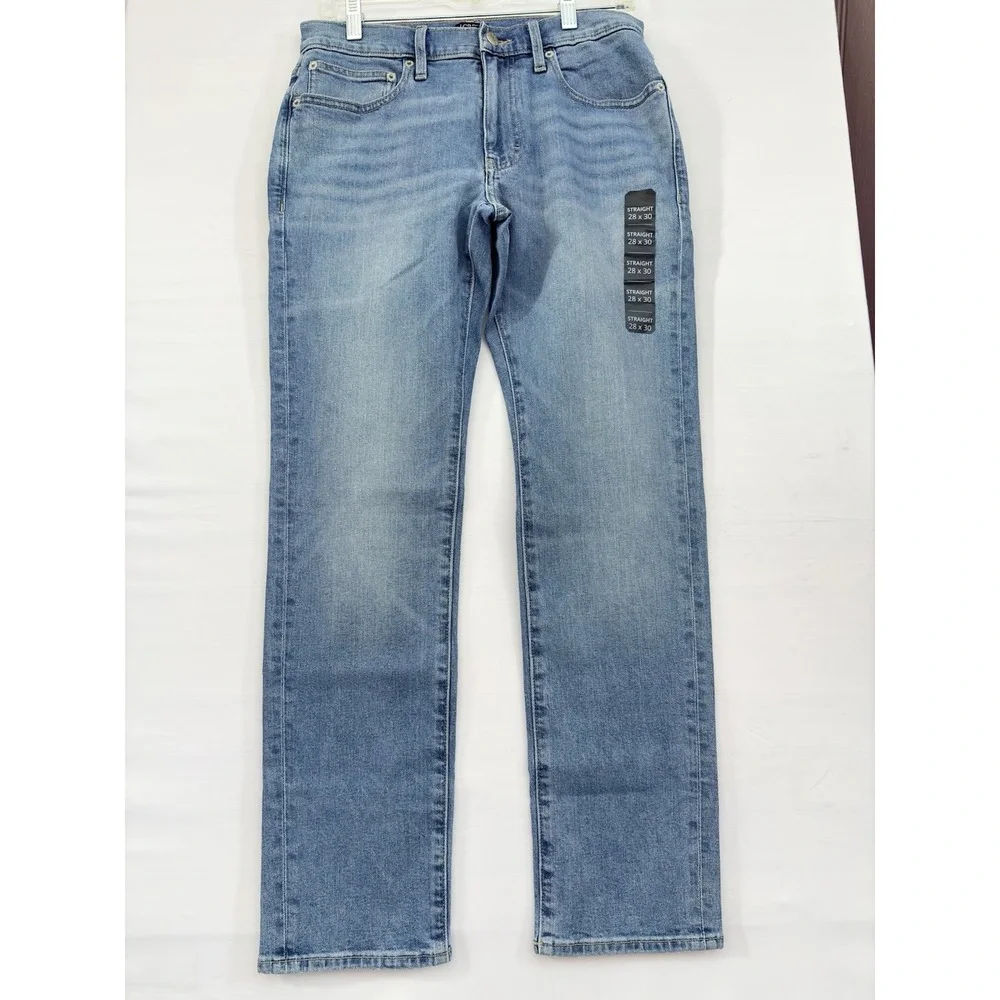 J Crew‎ Flex Straight Jeans Mens Light Blue Wash Stretch Denim Pants 28x30 NwT